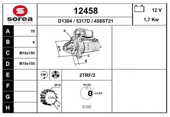 Стартер EAI 12458 1441006860 9F XCBZ7 изображение 0