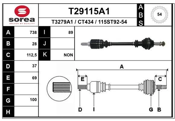 Приводной вал EAI T29115A1 1441009370 6BQZK TQ