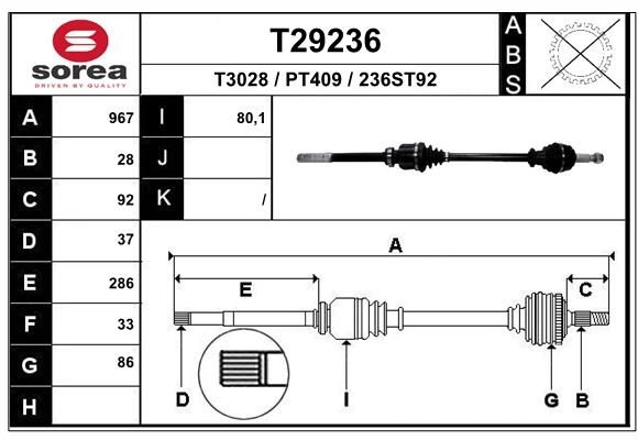 Приводной вал EAI T29236 QYT3OI Z 1441009409 изображение 0