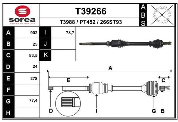 Приводной вал EAI T39266 FQ3R 4H0 1441009505 изображение 0