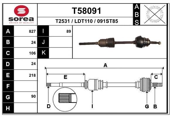 Приводной вал EAI 1441009668 S7F OT T58091