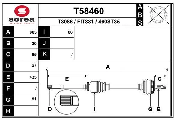 Приводной вал EAI T58460 1441009724 GR 027 изображение 0