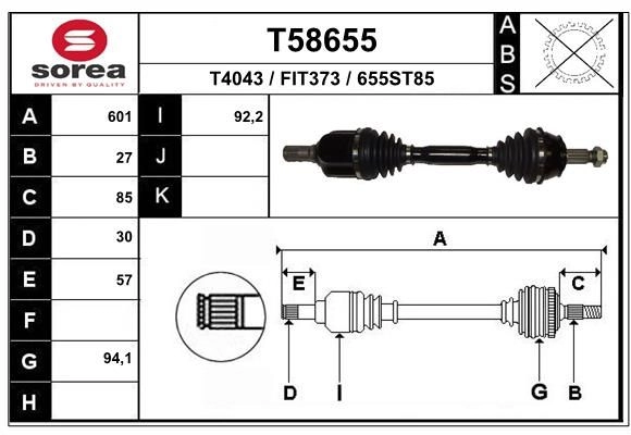 Приводной вал EAI T58655 1441009825 LCD1 H