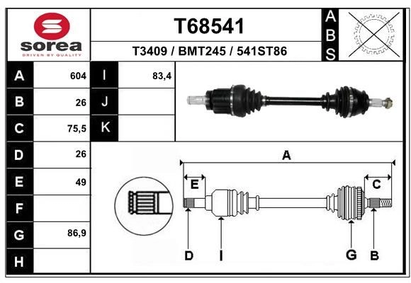 Приводной вал EAI T68541 TCK 2D 1441009959