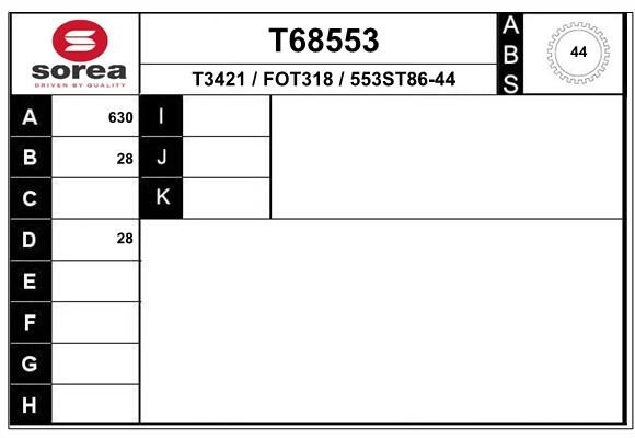 Приводной вал EAI 62AU Z T68553 1441009969 изображение 0