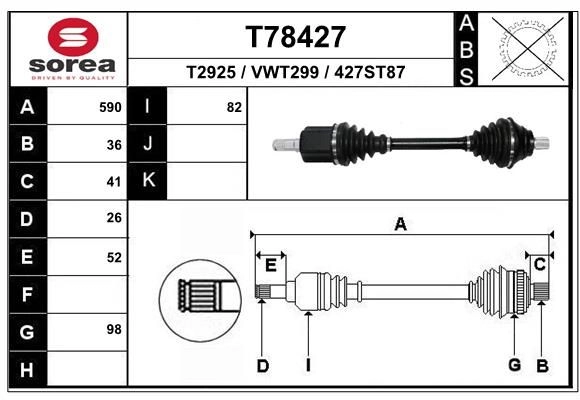 Приводной вал EAI T78427 XJGU6 LC 1441010056