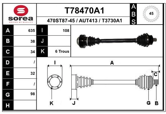 Приводной вал EAI T78470A1 1441010097 ZD 4UIK