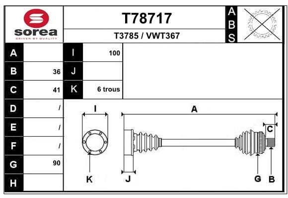 Приводной вал EAI T78717 R4OJ S 1441010292