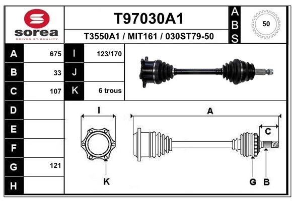 Приводной вал EAI WF L9K T97030A1 1441010383 изображение 0