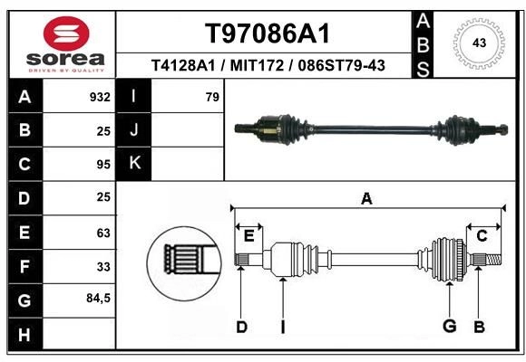 Приводной вал EAI 1441010440 X3 ZML T97086A1 изображение 0