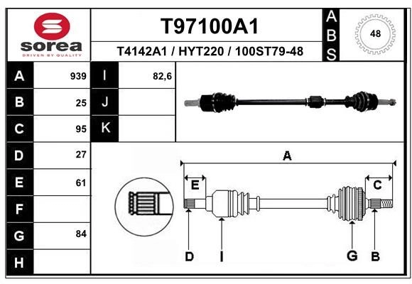 Приводной вал EAI T97100A1 1441010455 3UR O9H