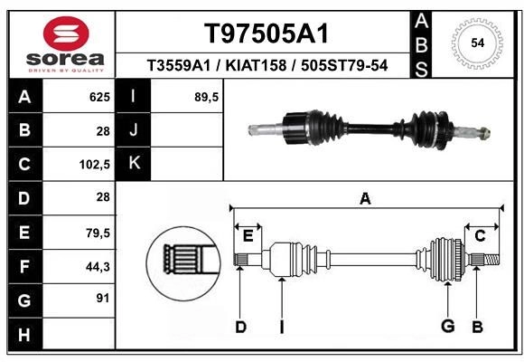 Приводной вал EAI V MY3Q3K T97505A1 1441010478 изображение 0