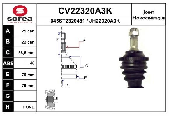 Шрус граната EAI CV22320A3K BA72 9Q 1441007394 изображение 0