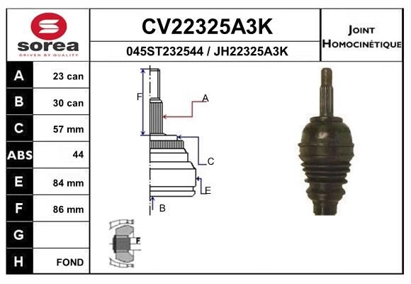 Шрус граната EAI CV22325A3K H YERS 1441007395