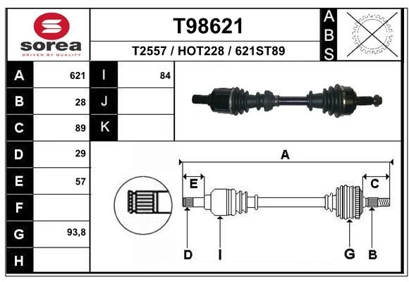 Приводной вал EAI T98621 G 9XSEAB 1441010599 изображение 0