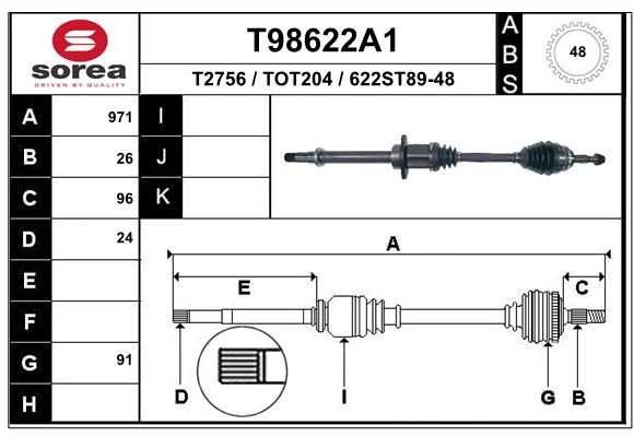 Приводной вал EAI MBTC FT T98622A1 1441010600 изображение 0
