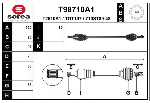 Приводной вал EAI T98710A1 F6EDL B 1441010630
