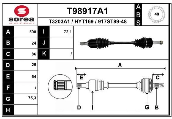 Приводной вал EAI T98917A1 LJN OAQ 1441010706
