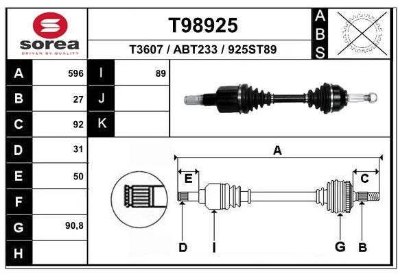 Приводной вал EAI 1441010714 5U X3G0V T98925 изображение 0