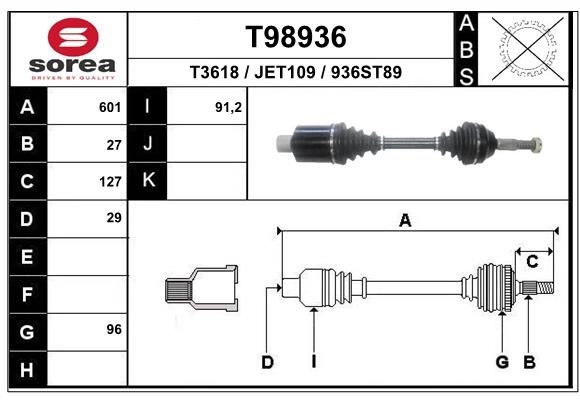 Приводной вал EAI T98936 1441010725 TRGC 7T изображение 0