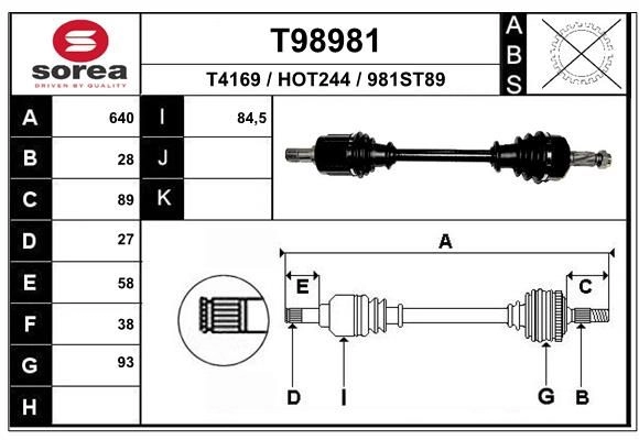 Приводной вал EAI T98981 RL8V P 1441010763 изображение 0