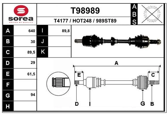 Приводной вал EAI XCT9 BD 1441010771 T98989 изображение 0
