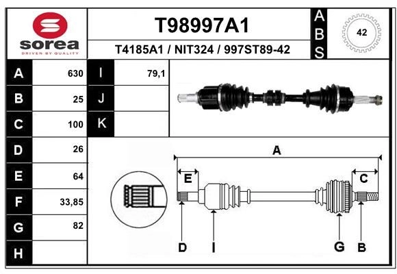 Приводной вал EAI T98997A1 7M OOVK 1441010779
