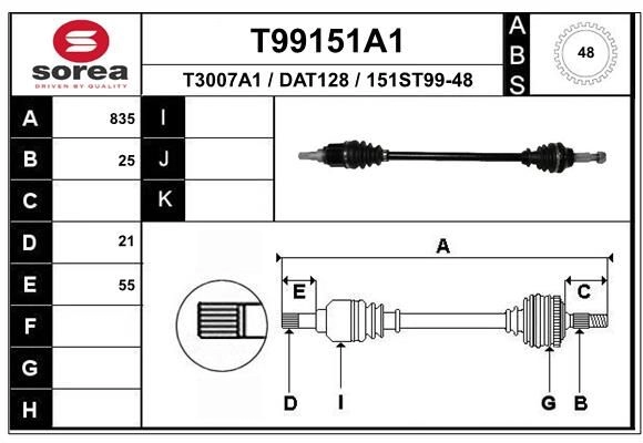 Приводной вал EAI 1441010791 OBF14D S T99151A1 изображение 0