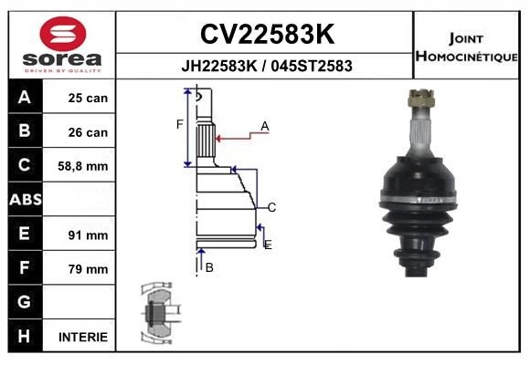 Шрус граната EAI 0 45ST2583 2804300 CV22583K CV22583K