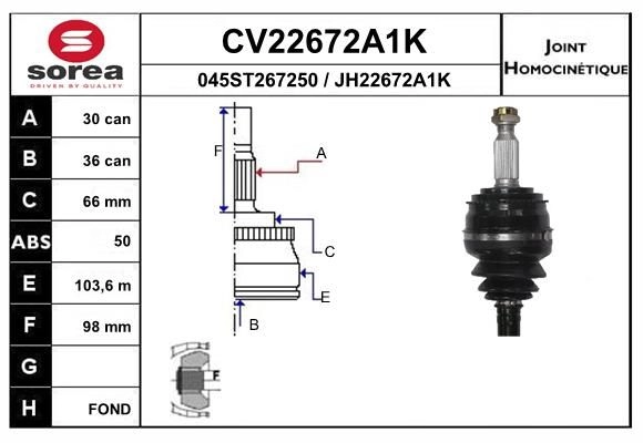 Шрус граната EAI 3P H79PR CV22672A1K 1441007445