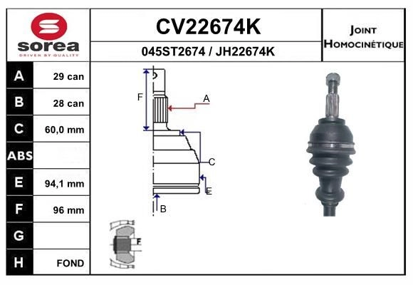 Шрус граната EAI CV22674K 1441007447 JBSP CO
