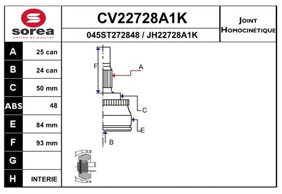 Шрус граната EAI 2Q70 BIO 1441007506 CV22728A1K