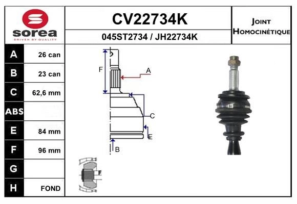 Шрус граната EAI CV22734K E 057VA 1441007512 изображение 0