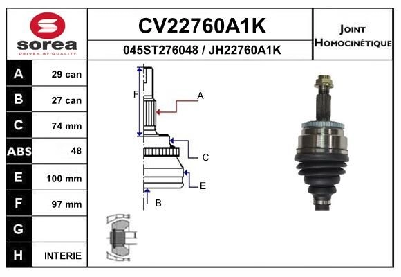 Шрус граната EAI CV22760A1K 0081 4 1441007540