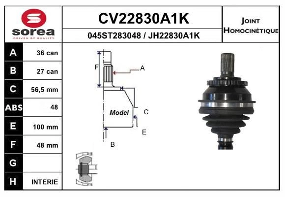 Шрус граната EAI 1441007617 CV22830A1K 9 PSW7O изображение 0