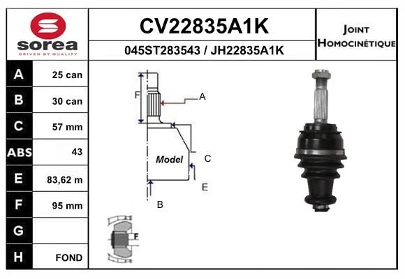 Шрус граната EAI VU27JB R 1441007622 CV22835A1K изображение 0