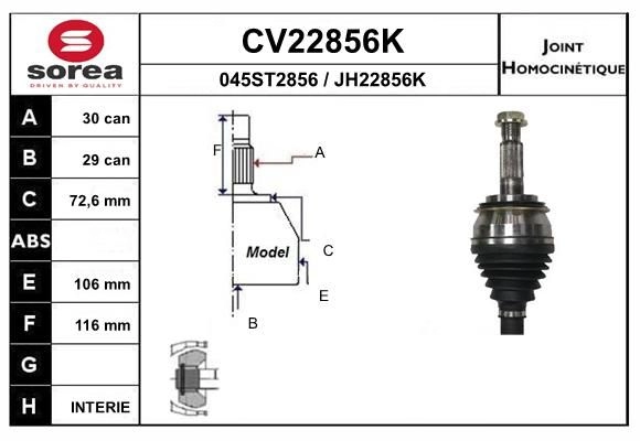 Шрус граната EAI 14VP 0XS 1441007644 CV22856K изображение 0