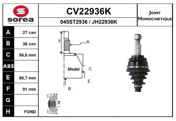 Шрус граната EAI 119 6J CV22936K 1441007730 изображение 0