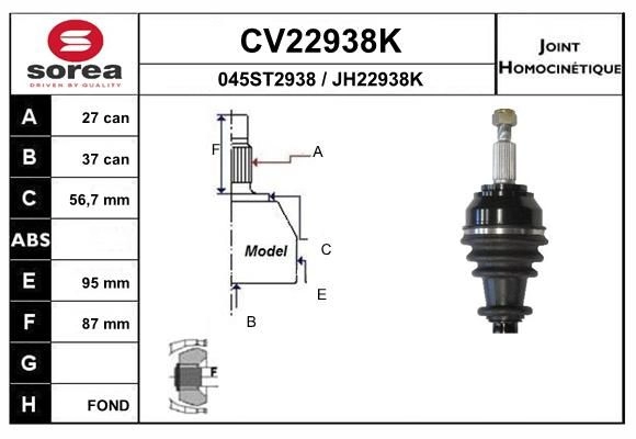 Шрус граната EAI 1441007732 W6 ZIY7 CV22938K