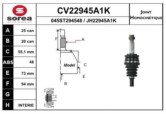 Шрус граната EAI 1441007739 K F6PX CV22945A1K изображение 0