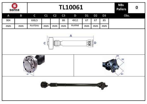 Кардан EAI TL10061 1441011403 IC6XN 8Z изображение 0