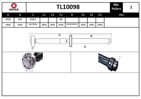 Кардан EAI TL10098 1441011440 L H2WP изображение 0