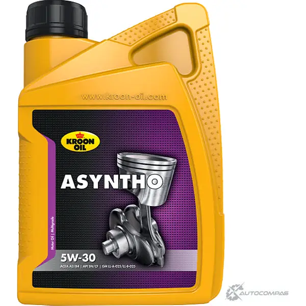 Моторное масло синтетическое ASYNTHO 5W-30, 1 л KROON OIL 4330764 31070 8710128310708 MY 16MCV изображение 0