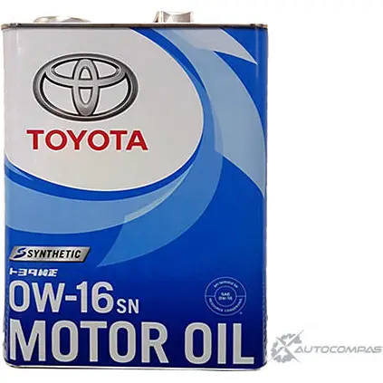 Моторное масло синтетическое Motor Oil 0W-16, 4 л TOYOTA/LEXUS 1436794501 0888012105 EZQF 1 N0RXL изображение 0
