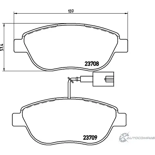 Тормозные колодки, дисковые, комплект BREMBO 23709 P 23 120 799948 237 08 изображение 0