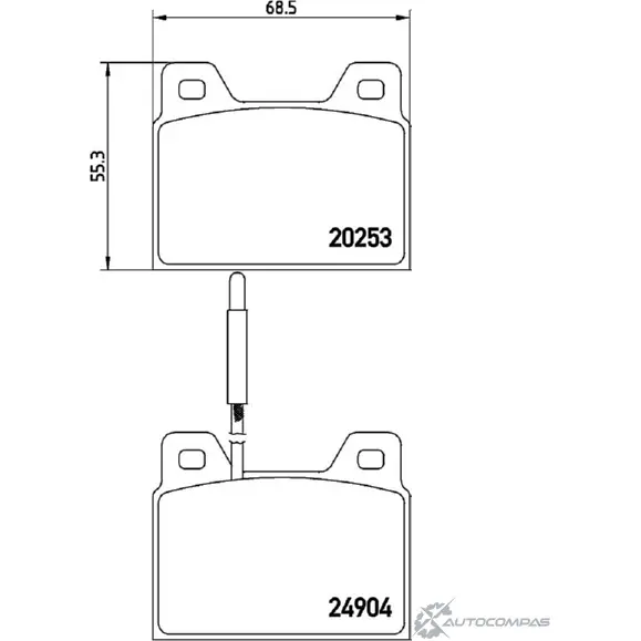 Тормозные колодки, дисковые, комплект BREMBO 202 53 20271 800686 P 61 005 изображение 1