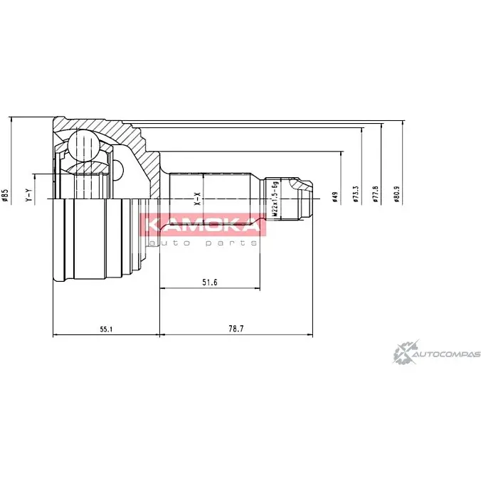 Шрус граната KAMOKA Y8J 99I YOPLO 1657134 6422