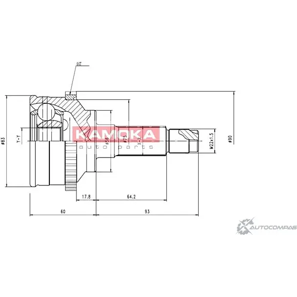 Шрус граната KAMOKA 1657163 FC54 RX 64LWABP 6598