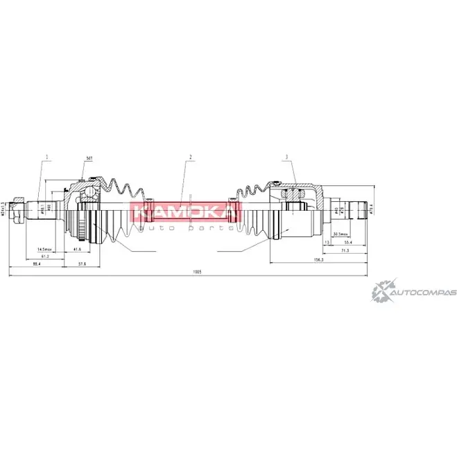Приводной вал KAMOKA VNG1X FI HO1138917A 1661180 VM5ISZK изображение 0