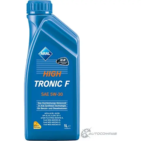 Моторное масло синтетическое HighTronic F SAE 5W-30, 1 л ARAL T8 WUA 1436794812 10332 изображение 0